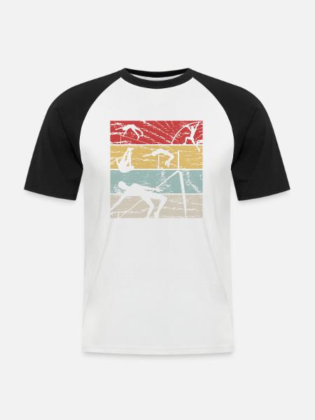 Hochsprung Retro - Männer Baseball-T-Shirt - Weiß/Schwarz