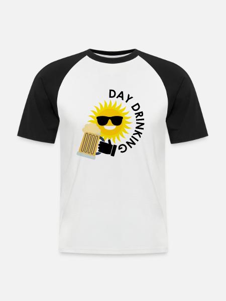 Bier Mallorca Saufen - Männer Baseball-T-Shirt - Weiß/Schwarz