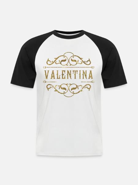 Valentina gold - Männer Baseball-T-Shirt - Weiß/Schwarz