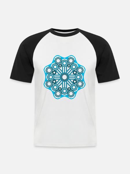 Sacred Geometry Psychedelic Goa - Männer Baseball-T-Shirt - Weiß/Schwarz