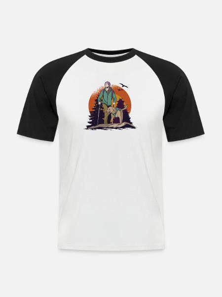 Walking with the dog - Men's Baseball T-Shirt - white/black