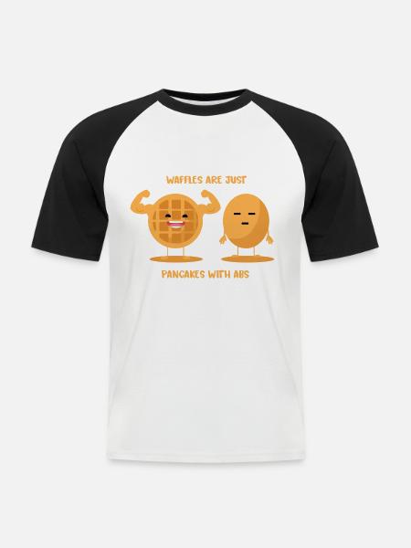 Kraftvolle Waffel Muskelvergleich - Männer Baseball-T-Shirt - Weiß/Schwarz