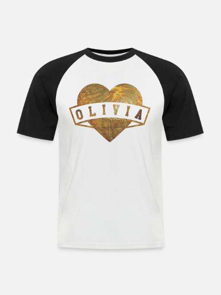 Olivia Herzen Gold - Männer Baseball-T-Shirt - Weiß/Schwarz