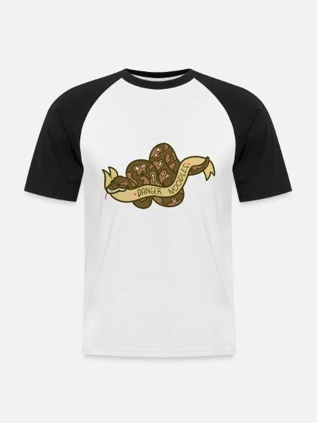 Lauernde Python Schlangenfreund - Männer Baseball-T-Shirt - Weiß/Schwarz