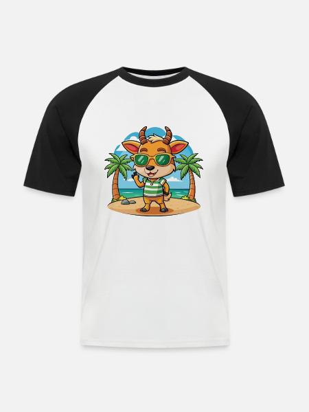 Antelope Funny Cartoon Summer Beach Sunglasses - Men's Baseball T-Shirt - white/black