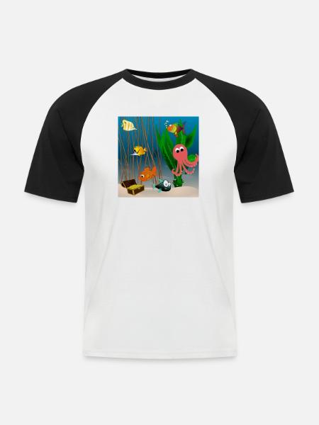 Marine life - Men's Baseball T-Shirt - white/black