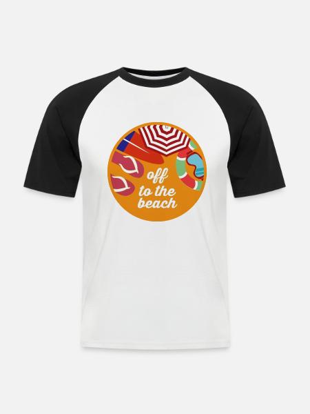 Luftige Flip Flops Strandurlaub - Männer Baseball-T-Shirt - Weiß/Schwarz
