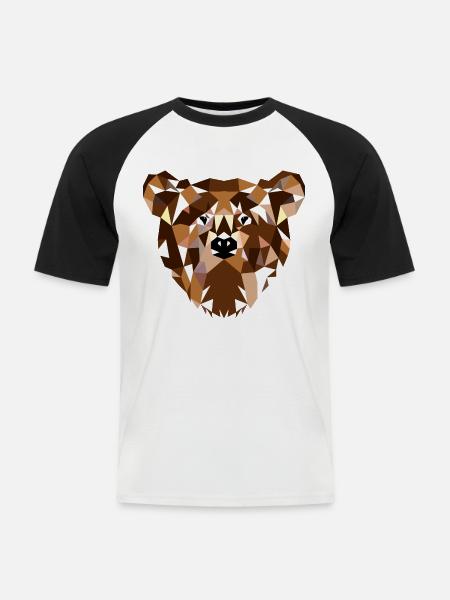 Neugieriger Grizzlybär Waldpfad - Männer Baseball-T-Shirt - Weiß/Schwarz