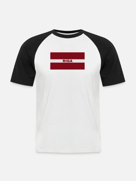 Riga en drapeau letton - T-shirt baseball manches courtes Homme - blanc/noir