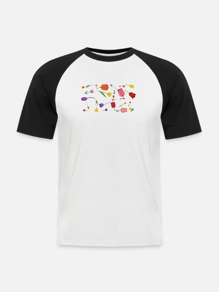Blumen - Männer Baseball-T-Shirt - Weiß/Schwarz
