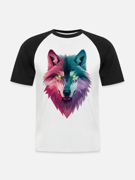 Loup - T-shirt baseball manches courtes Homme - blanc/noir