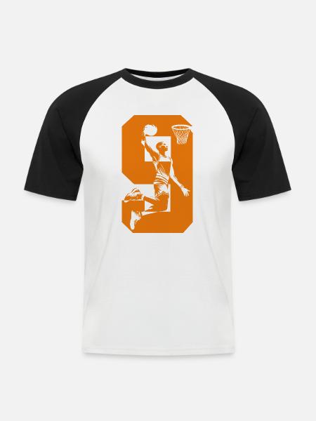 NUMBER 9 BASKETBALL 9TH BIRTHDAY - Men's Baseball T-Shirt - white/black