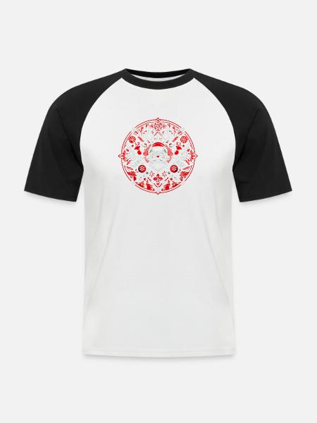 Logo de Noël 2 - T-shirt baseball manches courtes Homme - blanc/noir