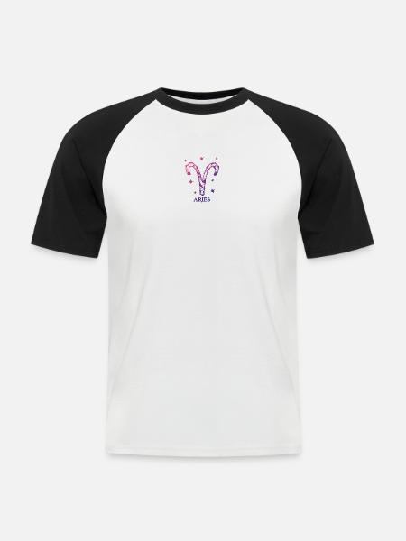 Widder Sternzeichen - Männer Baseball-T-Shirt - Weiß/Schwarz