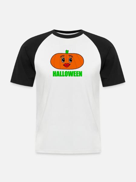 HALLOWEEN. KÜRBIS. HALLOWEEN-KÜRBIS - Männer Baseball-T-Shirt - Weiß/Schwarz