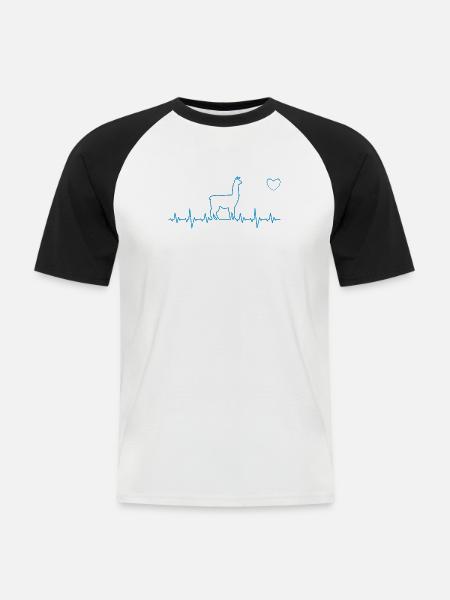 Llama - Männer Baseball-T-Shirt - Weiß/Schwarz
