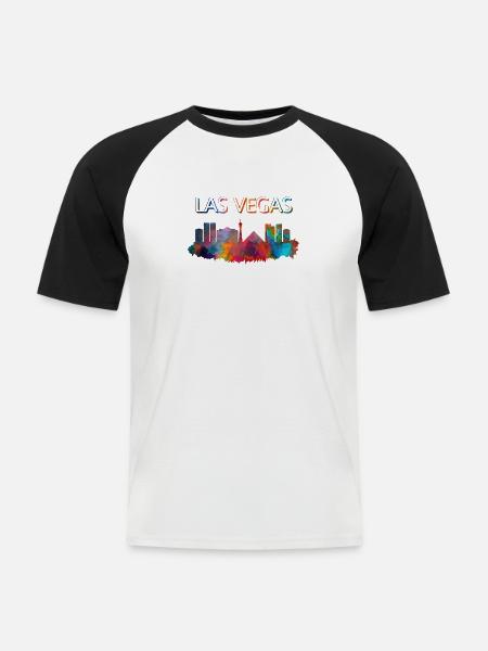 Las Vegas - Männer Baseball-T-Shirt - Weiß/Schwarz