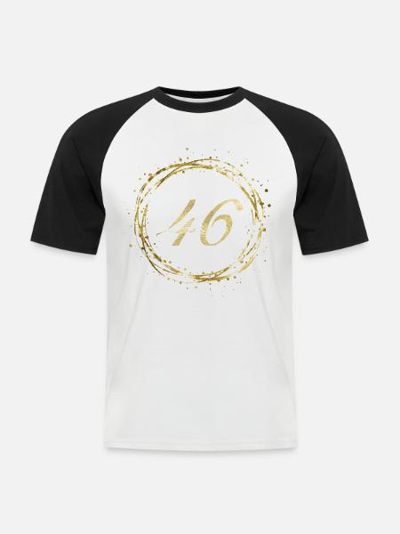 46 - Männer Baseball-T-Shirt - Weiß/Schwarz