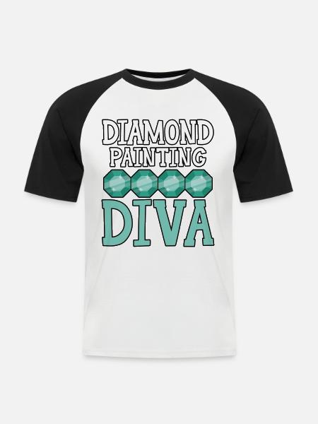 Diamantmalerei Handwerkszeug Diamantmaler - Männer Baseball-T-Shirt - Weiß/Schwarz