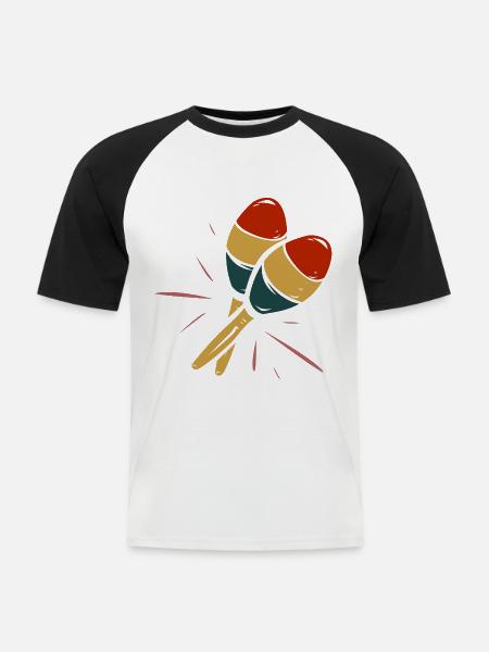 Rhythmische Maracas Perkussion - Männer Baseball-T-Shirt - Weiß/Schwarz