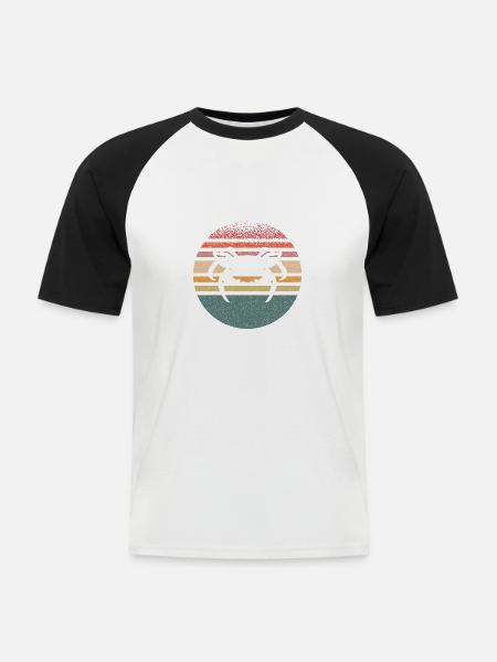 Krabben Retro - Männer Baseball-T-Shirt - Weiß/Schwarz