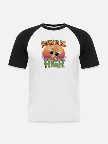 Born to be High - Männer Baseball-T-Shirt - Weiß/Schwarz