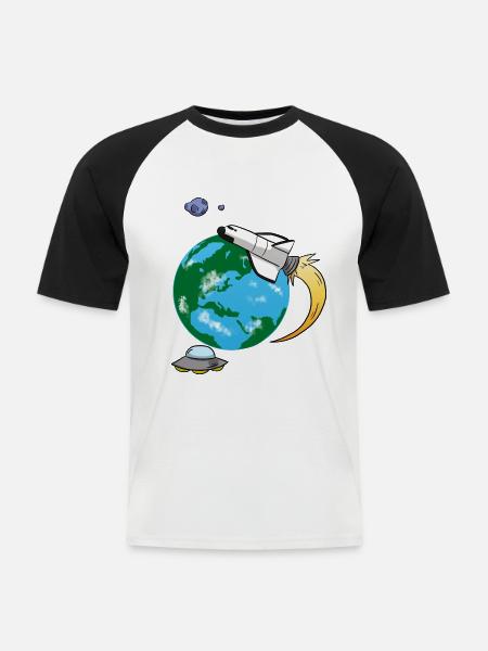 Fliegende Rakete - Männer Baseball-T-Shirt - Weiß/Schwarz