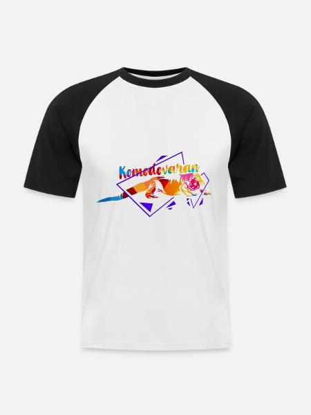 Faszinierender Komodovaran Tierschutz - Männer Baseball-T-Shirt - Weiß/Schwarz