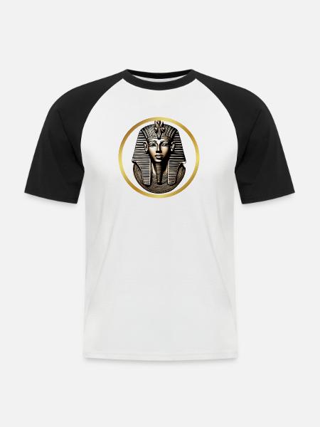 Pharaonisches Design 8 - Männer Baseball-T-Shirt - Weiß/Schwarz