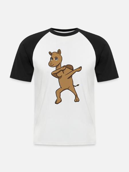 Dab Camel - Männer Baseball-T-Shirt - Weiß/Schwarz