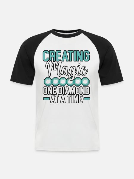 Diamantmalerei Handwerkszeug Diamantmaler - Männer Baseball-T-Shirt - Weiß/Schwarz
