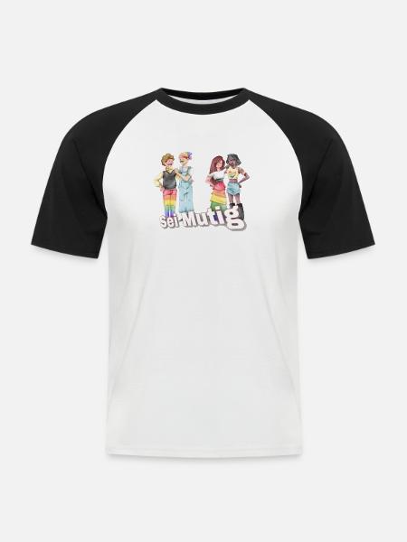 Sei Mutig Pride-Illustration: Vielfalt - Männer Baseball-T-Shirt - Weiß/Schwarz