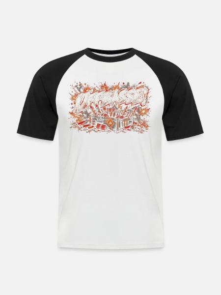 Uffbasse! Feuerwerk - Männer Baseball-T-Shirt - Weiß/Schwarz