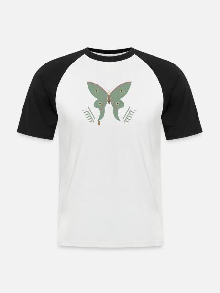 Spanischer Mondmotte und Kiefer - Männer Baseball-T-Shirt - Weiß/Schwarz