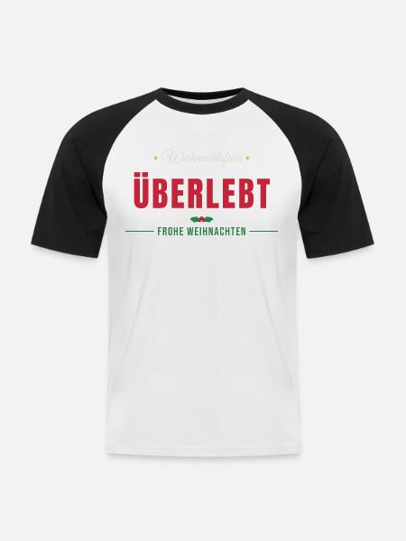 Weihnachtsfeier überlebt - Kollegen Büro - Männer Baseball-T-Shirt - Weiß/Schwarz