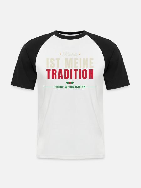 Raclette ist meine Tradition - Männer Baseball-T-Shirt - Weiß/Schwarz