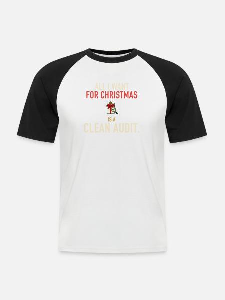 Weihnachtswunsch für saubere Prüfung – Pharma-QA-Geschenk - Männer Baseball-T-Shirt - Weiß/Schwarz