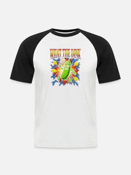 Was zum Teufel Funny Pickle - Männer Baseball-T-Shirt - Weiß/Schwarz