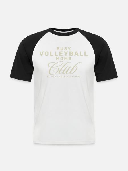 Volleyball Moms Club - Männer Baseball-T-Shirt - Weiß/Schwarz