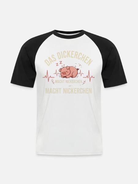 DAS DICKERCHEN MACHT NICKERCHEN - Männer Baseball-T-Shirt - Weiß/Schwarz