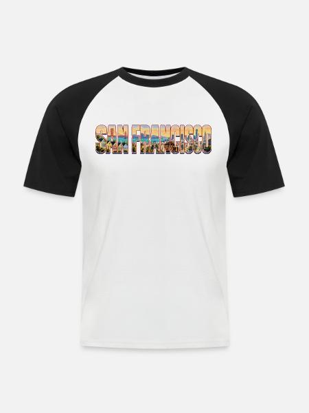 San-Francisco-33cm - Männer Baseball-T-Shirt - Weiß/Schwarz
