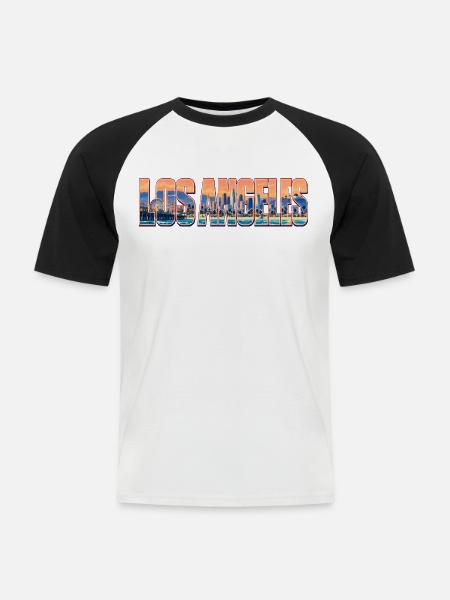 Los-Angeles-33cm - Männer Baseball-T-Shirt - Weiß/Schwarz