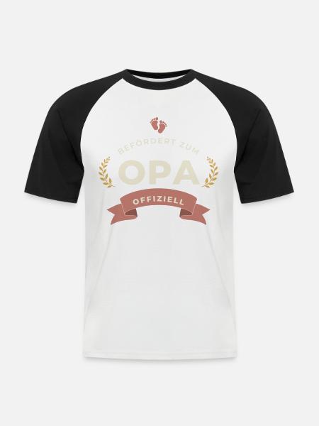 Befördert zum Opa – Abzeichen - Männer Baseball-T-Shirt - Weiß/Schwarz