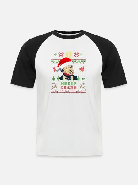 Merry Cristo - Männer Baseball-T-Shirt - Weiß/Schwarz