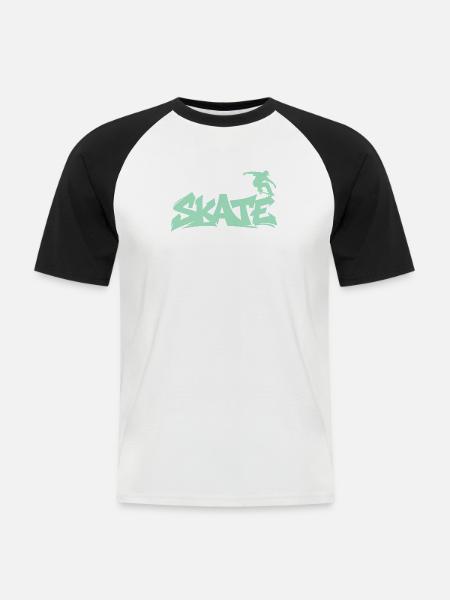 Skate Skater - Männer Baseball-T-Shirt - Weiß/Schwarz