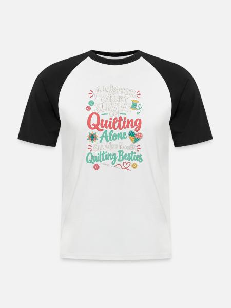 Quilt-Besties Nähen - Männer Baseball-T-Shirt - Weiß/Schwarz