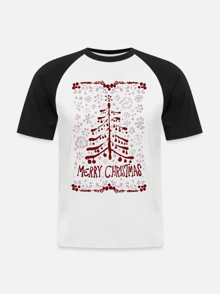 FROHE WEIHNACHTEN - Männer Baseball-T-Shirt - Weiß/Schwarz