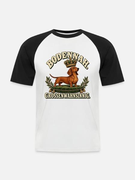 Königshund Großenwahnsinn - Männer Baseball-T-Shirt - Weiß/Schwarz