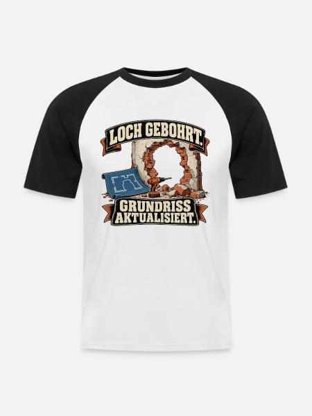 Loch gebohrt Grundriss aktualisiert - Männer Baseball-T-Shirt - Weiß/Schwarz