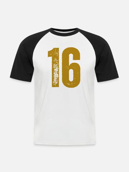 16 - Männer Baseball-T-Shirt - Weiß/Schwarz